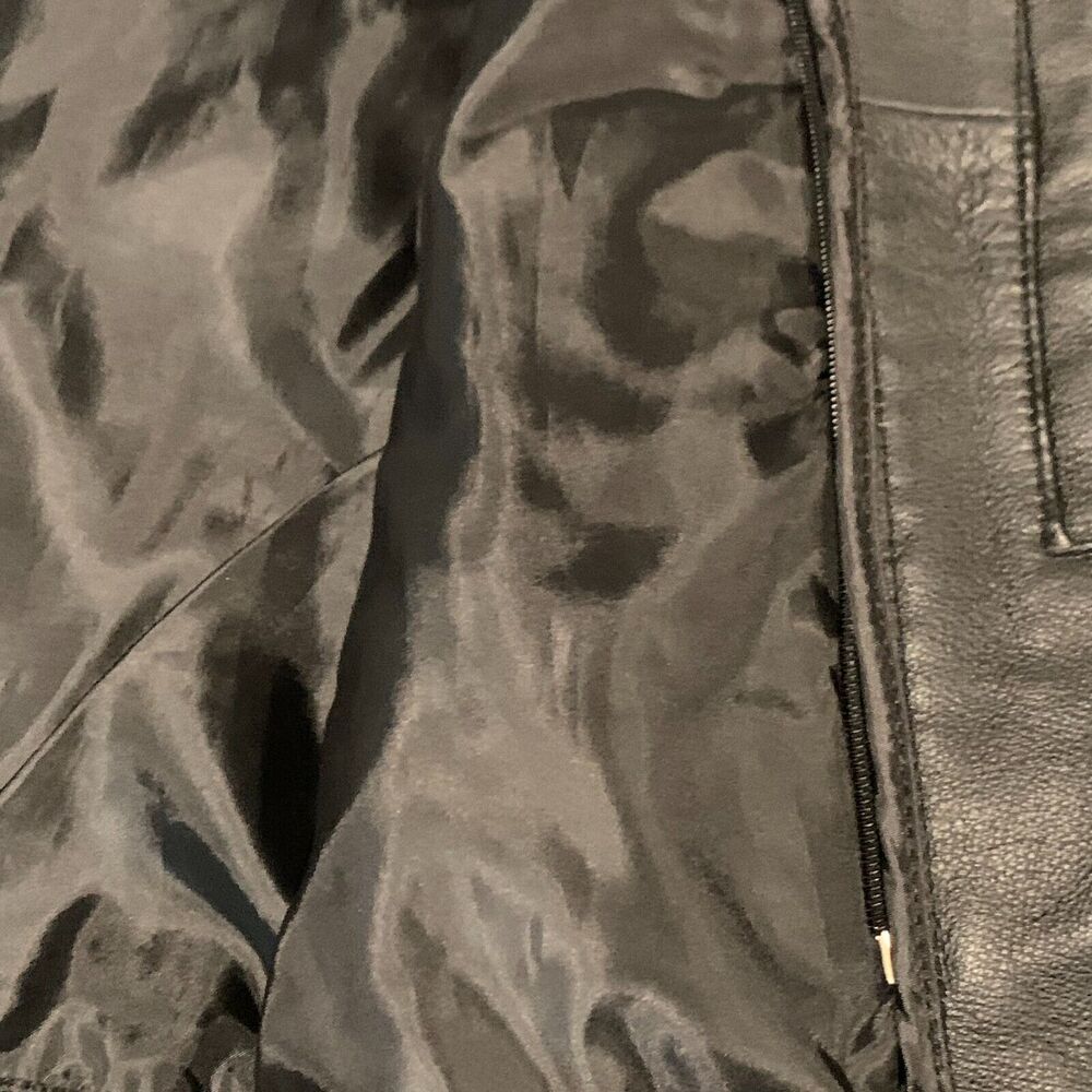 Black Genuine Leather Asymmetrical Zip Moto Jacket Braided Detail Womens Large - Picture 13 of 13
